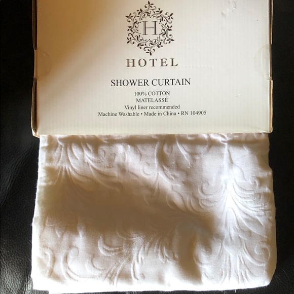 Hotel White Matelassé Shower Curtain - Picture 2 of 3